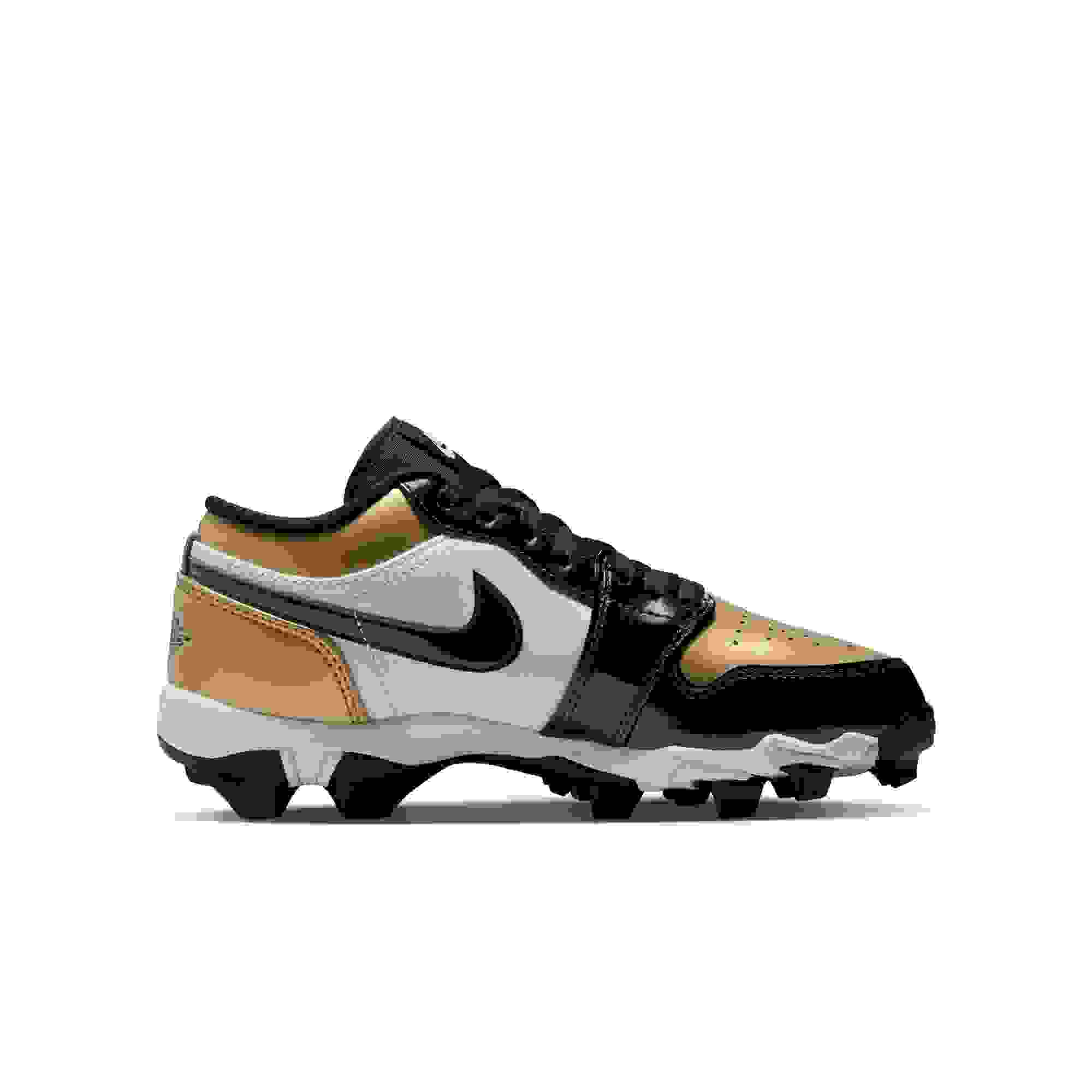 Jordan 1 Low Grade School Boys' "Metallic Gold/White" Football Cleat